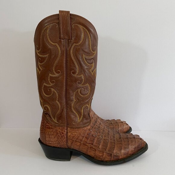 Tony Lama Royal Hornback Caiman Alligator Boots Mens 10 D Brown CZ1010 Exotic - Picture 2 of 9